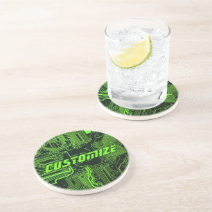 Geek Out Custom PCB Green Electronic Circuit Board Coaster