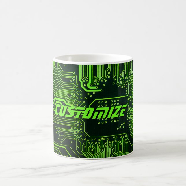Geek Out Custom PCB Green Electronic Circuit Board Coffee Mug (Center)