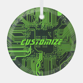 Geek Out Custom PCB Green Electronic Circuit Board Glass Tree Decoration