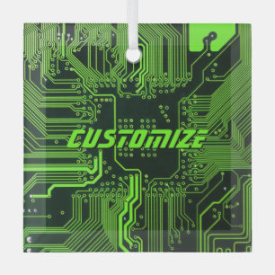 Geek Out Custom PCB Green Electronic Circuit Board Glass Tree Decoration