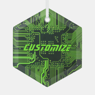 Geek Out Custom PCB Green Electronic Circuit Board Glass Tree Decoration