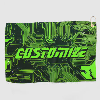 Geek Out Custom PCB Green Electronic Circuit Board Golf Towel