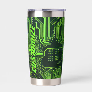 Geek Out Custom PCB Green Electronic Circuit Board Insulated Tumbler