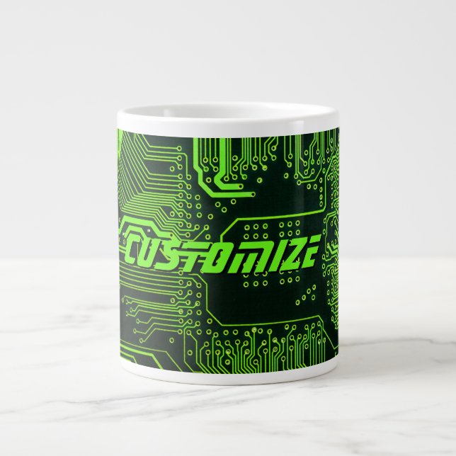 Geek Out Custom PCB Green Electronic Circuit Board Large Coffee Mug (Front)