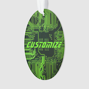 Geek Out Custom PCB Green Electronic Circuit Board Ornament