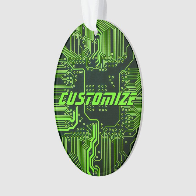Geek Out Custom PCB Green Electronic Circuit Board Ornament (Front)
