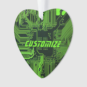 Geek Out Custom PCB Green Electronic Circuit Board Ornament