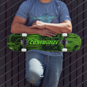 Geek Out Custom PCB Green Electronic Circuit Board Skateboard