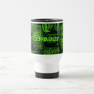 Geek Out Custom PCB Green Electronic Circuit Board Travel Mug