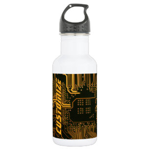 Geek Out Custom PCB Orange Circuit Board 532 Ml Water Bottle