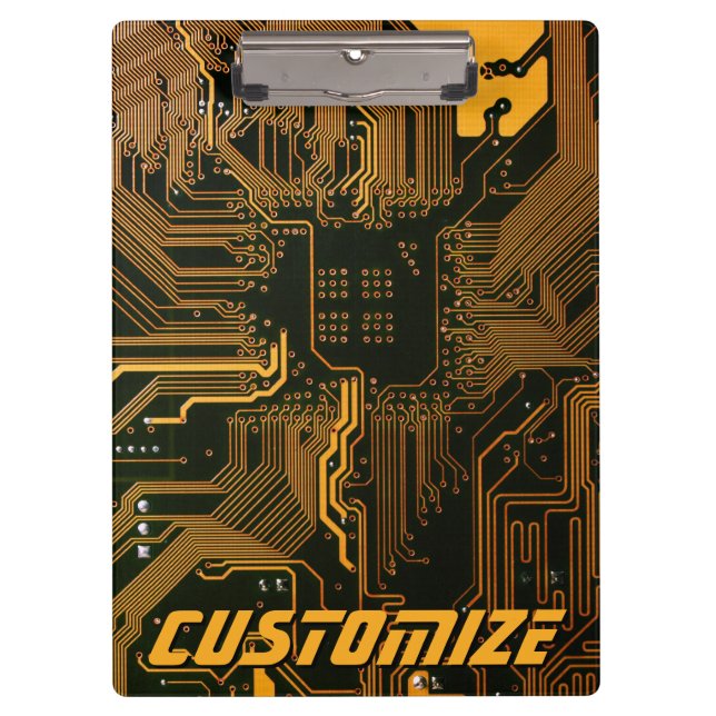 Geek Out Custom PCB Orange Circuit Board Clipboard (Front)