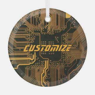 Geek Out Custom PCB Orange Circuit Board Glass Tree Decoration