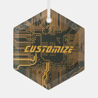Geek Out Custom PCB Orange Circuit Board Glass Tree Decoration