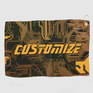 Geek Out Custom PCB Orange Circuit Board Golf Towel