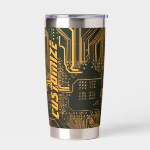 Geek Out Custom PCB Orange Circuit Board Insulated Tumbler