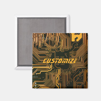 Geek Out Custom PCB Orange Circuit Board Magnet