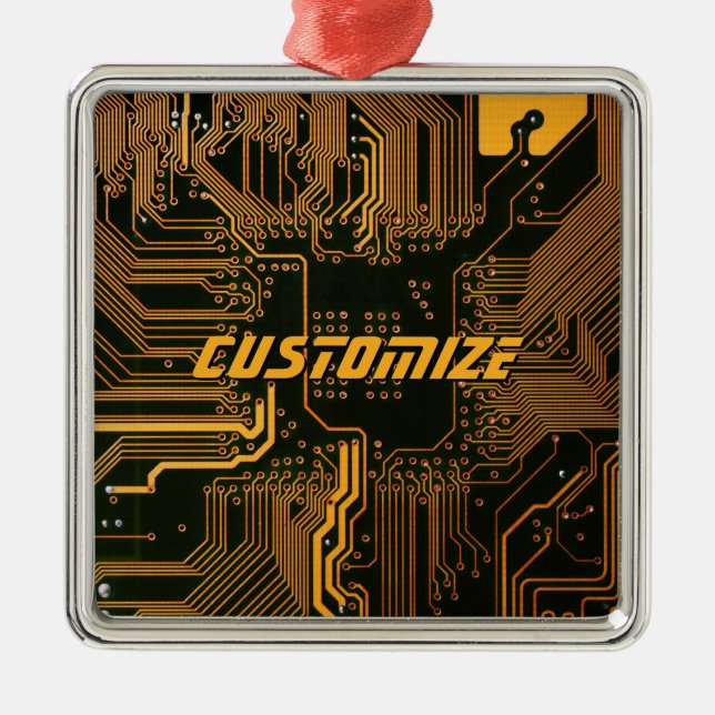 Geek Out Custom PCB Orange Circuit Board Metal Tree Decoration (Front)