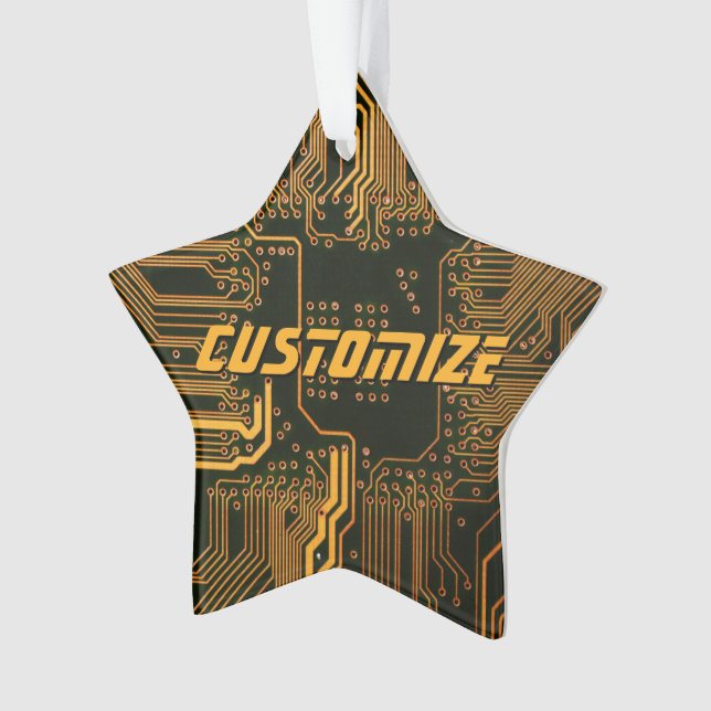 Geek Out Custom PCB Orange Circuit Board Ornament (Front)