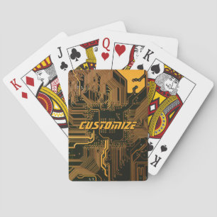 Geek Out Custom PCB Orange Circuit Board Playing Cards