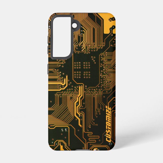 Geek Out Custom PCB Orange Circuit Board Samsung Galaxy S21 Case (Back)