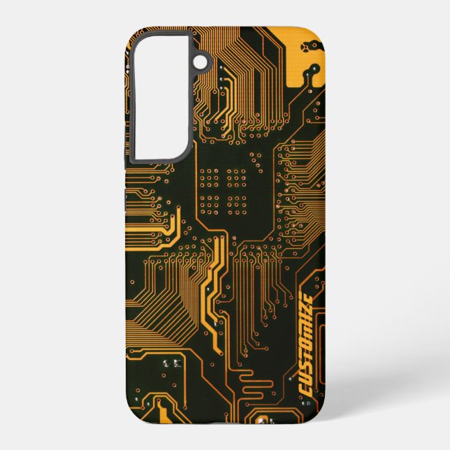 Geek Out Custom PCB Orange Circuit Board Samsung Galaxy S22+ Case (Back)