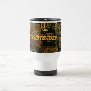 Geek Out Custom PCB Orange Circuit Board Travel Mug