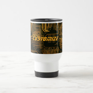 Geek Out Custom PCB Orange Circuit Board Travel Mug