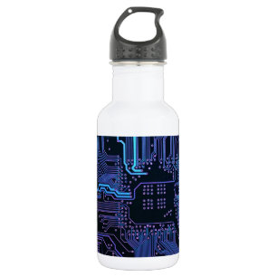 Geek Out Nerd PCB Blue Electronic Circuit Board 532 Ml Water Bottle