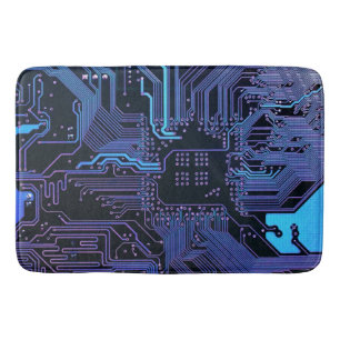 Geek Out Nerd PCB Blue Electronic Circuit Board  Bath Mat