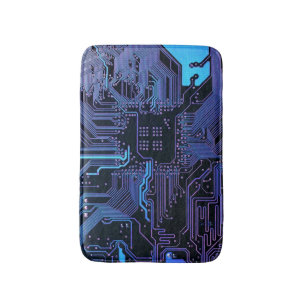 Geek Out Nerd PCB Blue Electronic Circuit Board  Bath Mat