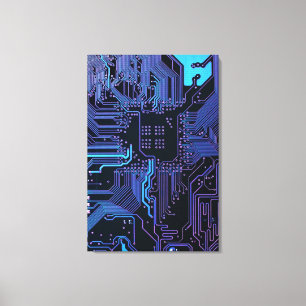 Geek Out Nerd PCB Blue Electronic Circuit Board  Canvas Print