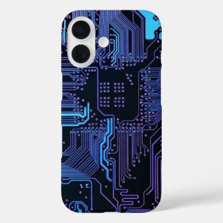 Geek Out Nerd PCB Blue Electronic Circuit Board iPhone 16 Case