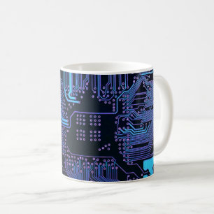 Geek Out Nerd PCB Blue Electronic Circuit Board Coffee Mug