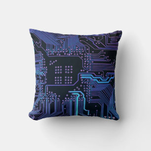 Geek Out Nerd PCB Blue Electronic Circuit Board  Cushion