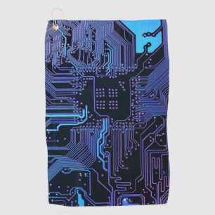 Geek Out Nerd PCB Blue Electronic Circuit Board Golf Towel