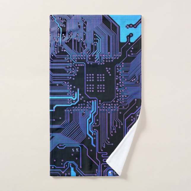 Geek Out Nerd PCB Blue Electronic Circuit Board  Hand Towel (Hand Towel)