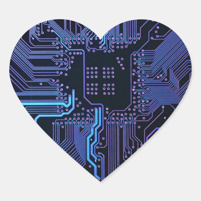 Geek Out Nerd PCB Blue Electronic Circuit Board  Heart Sticker (Front)