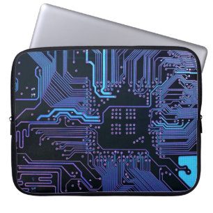 Geek Out Nerd PCB Blue Electronic Circuit Board Laptop Sleeve