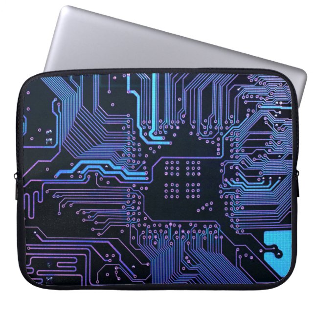 Geek Out Nerd PCB Blue Electronic Circuit Board  Laptop Sleeve (Front)