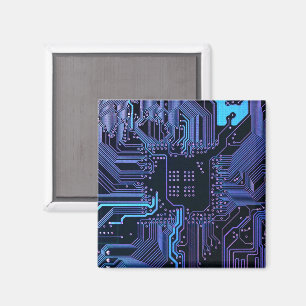 Geek Out Nerd PCB Blue Electronic Circuit Board  Magnet