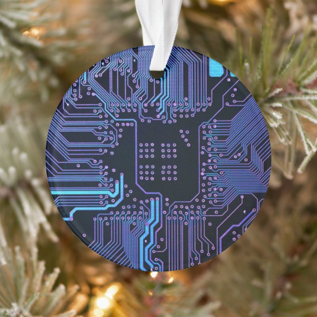 Geek Out Nerd PCB Blue Electronic Circuit Board  Ornament (Tree)