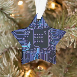 Geek Out Nerd PCB Blue Electronic Circuit Board  Ornament