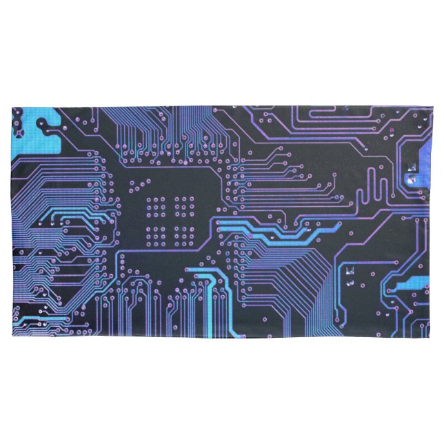 Geek Out Nerd PCB Blue Electronic Circuit Board  Pillowcase (Front)