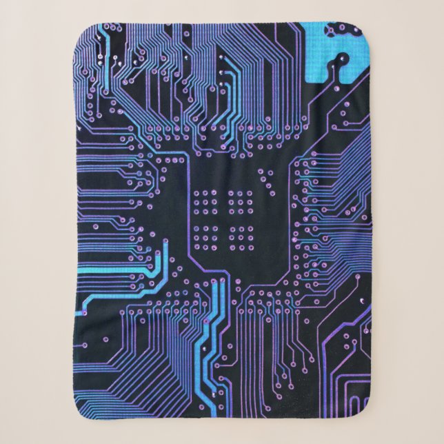 Geek Out Nerd PCB Blue Electronic Circuit Board  Sherpa Blanket (Front)