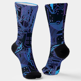 Geek Out Nerd PCB Blue Electronic Circuit Board Socks