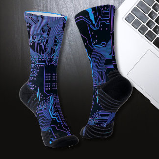 Geek Out Nerd PCB Blue Electronic Circuit Board Socks