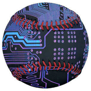 Geek Out Nerd PCB Blue Electronic Circuit Board  Softball