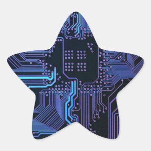 Geek Out Nerd PCB Blue Electronic Circuit Board  Star Sticker