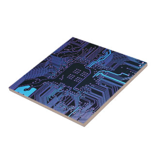 Geek Out Nerd PCB Blue Electronic Circuit Board  Tile