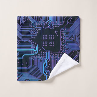 Geek Out Nerd PCB Blue Electronic Circuit Board  Wash Cloth